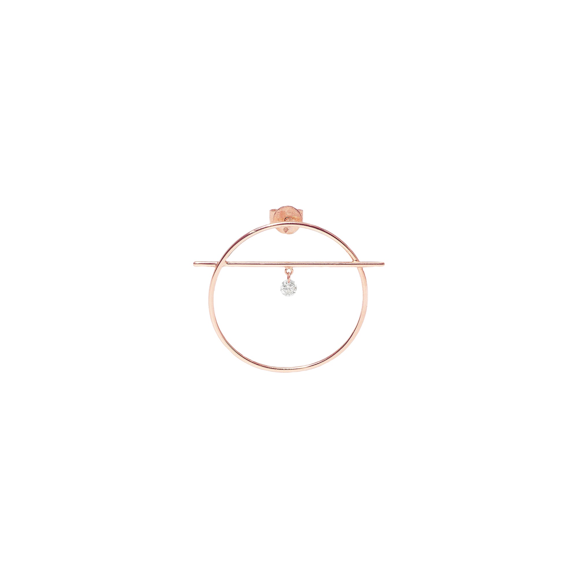 Mono boucle Fibule S sertie d'un diamant - Or Rose
