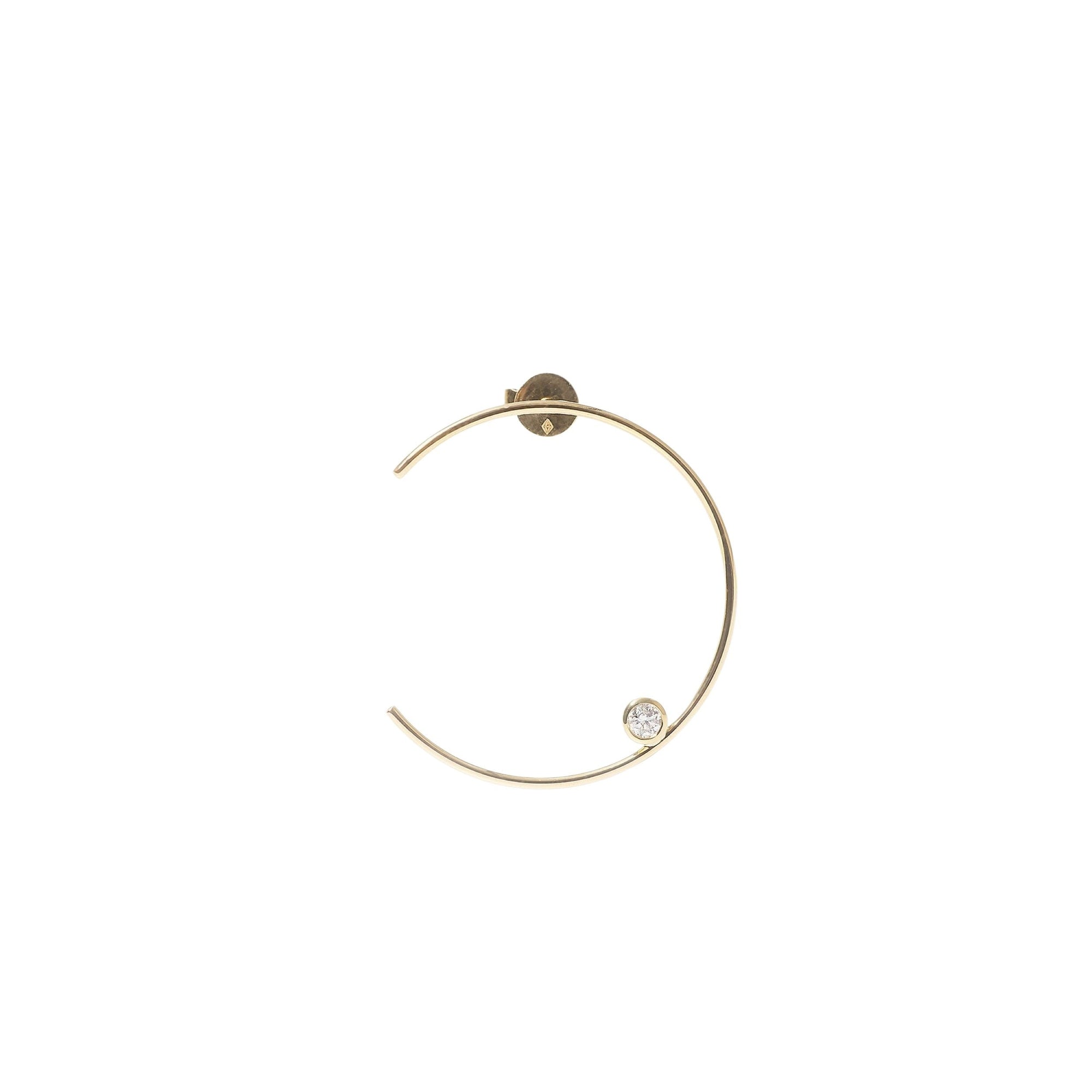 1qty RELIQUAT 250€/ QTY IN : 3-QTY OUT : 2- ST : 67% // Boucle d’oreille Half Moon mini 1 diamant -Rose