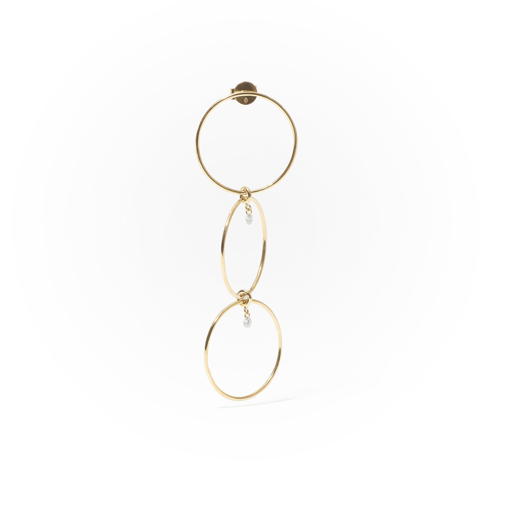 Mono boucle Hélios Trio sertie de diamants - Or Jaune