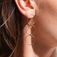 Mono boucle Hélios Trio sertie de diamants - Or Jaune