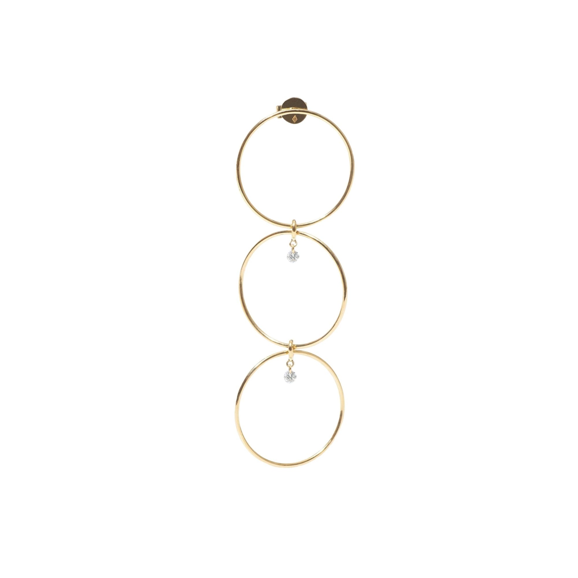 Mono boucle Hélios Trio sertie de diamants - Or Jaune