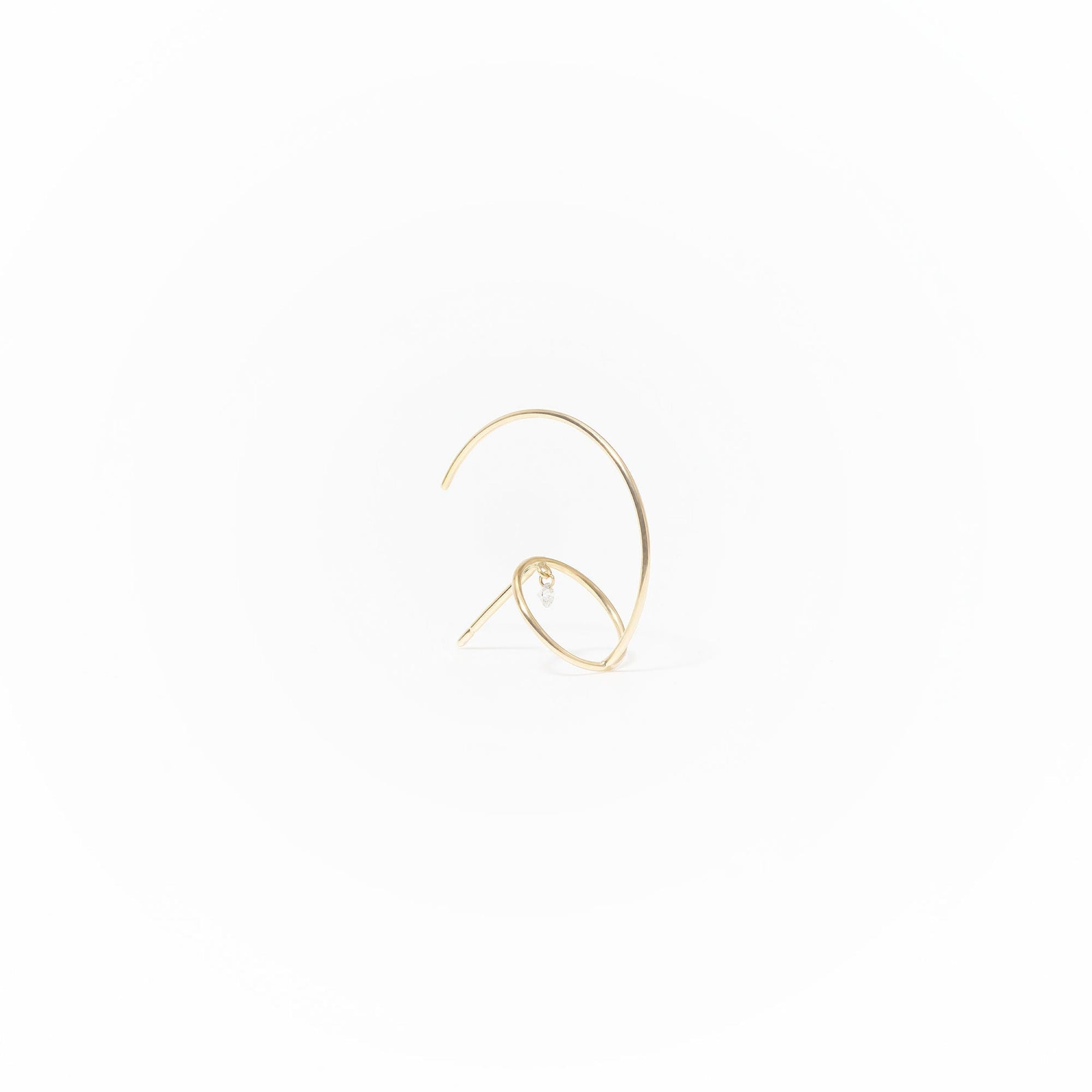 1qty RELIQUAT 295€/ QTY IN : 2-QTY OUT : 0- ST : 0% // Boucle d’oreille Mini Créole 1 diamant -Jaune