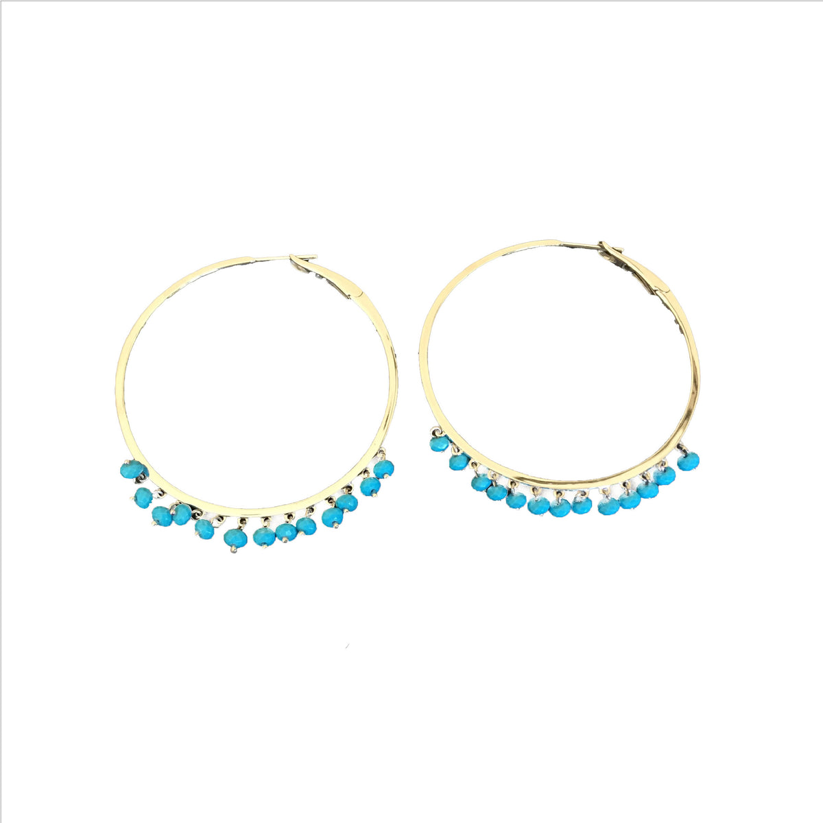 BOUCLES D OREILLES TURQUOISE OR JAUNE