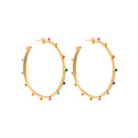 Dots gold and enamel creole earrings - Multicolor