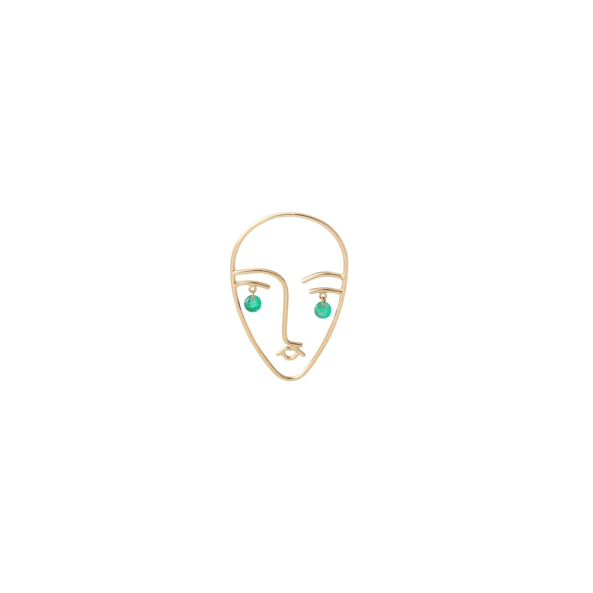 Puce Matisse sertie d'émeraudes - Or Jaune