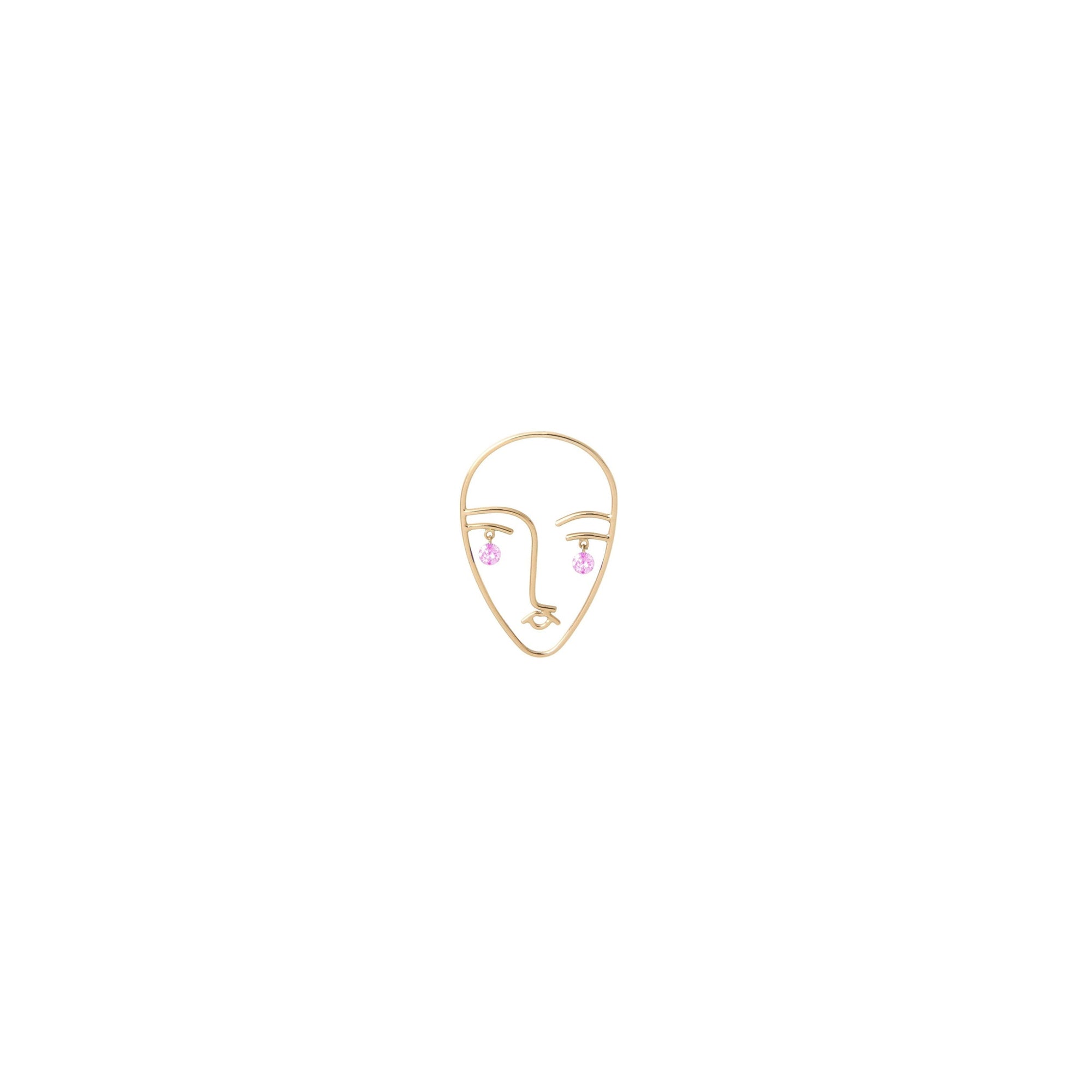 Puce Matisse sertie de saphirs roses - Or Jaune