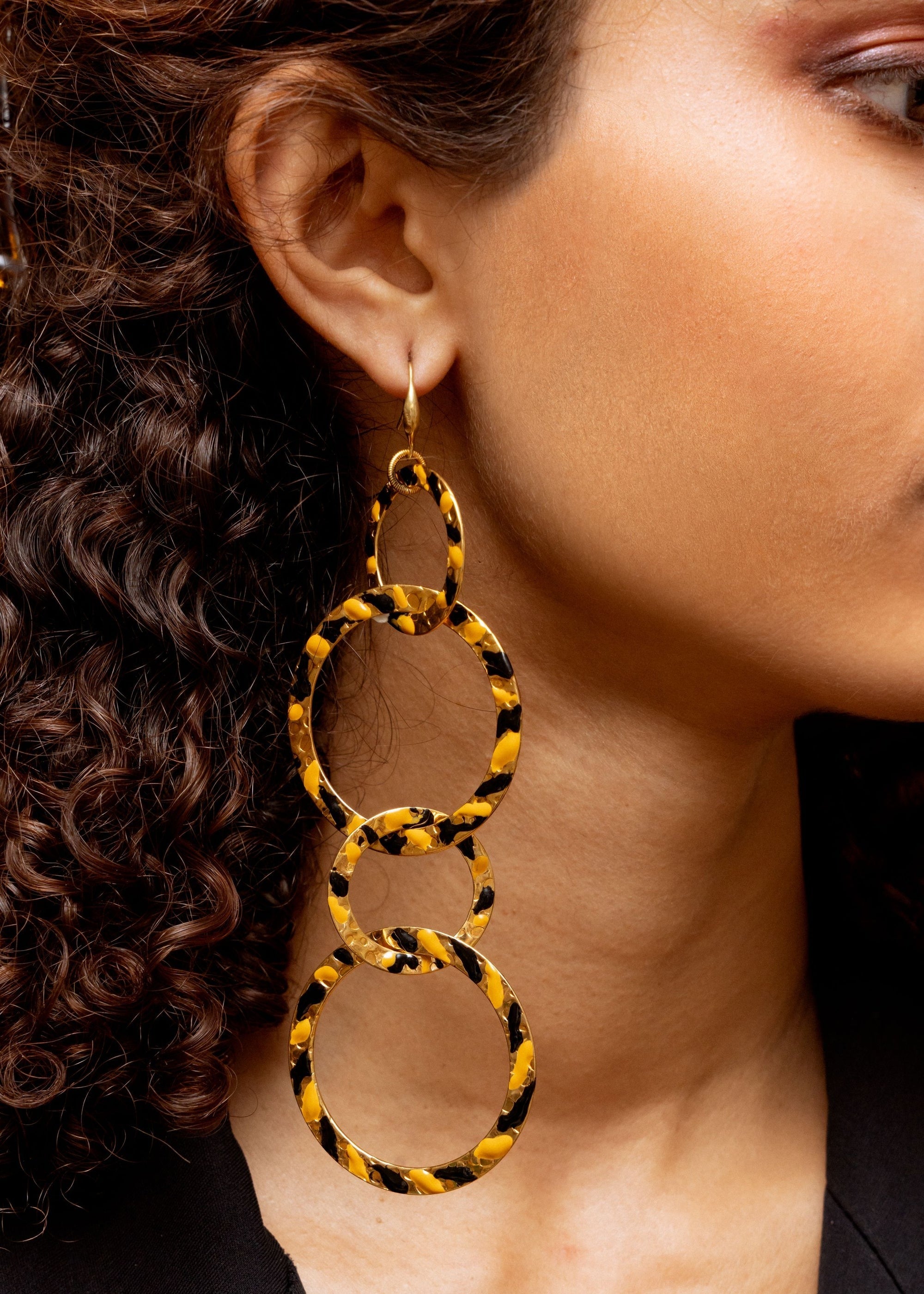 Boucles d'oreilles Saturn dorées à l'or fin - Doré