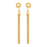 Clip earrings Pompon XXL gilded in fine gold and pearls - White