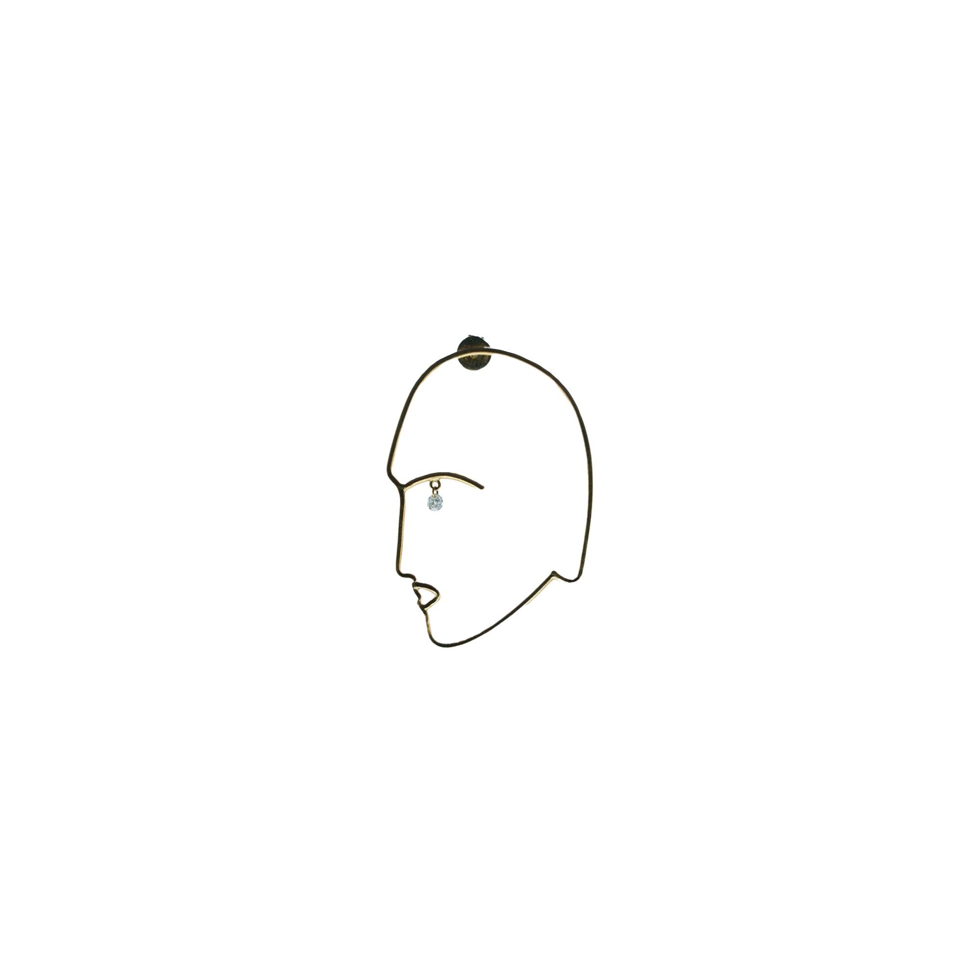 Puce Matisse sertie d'un diamant - Or Jaune