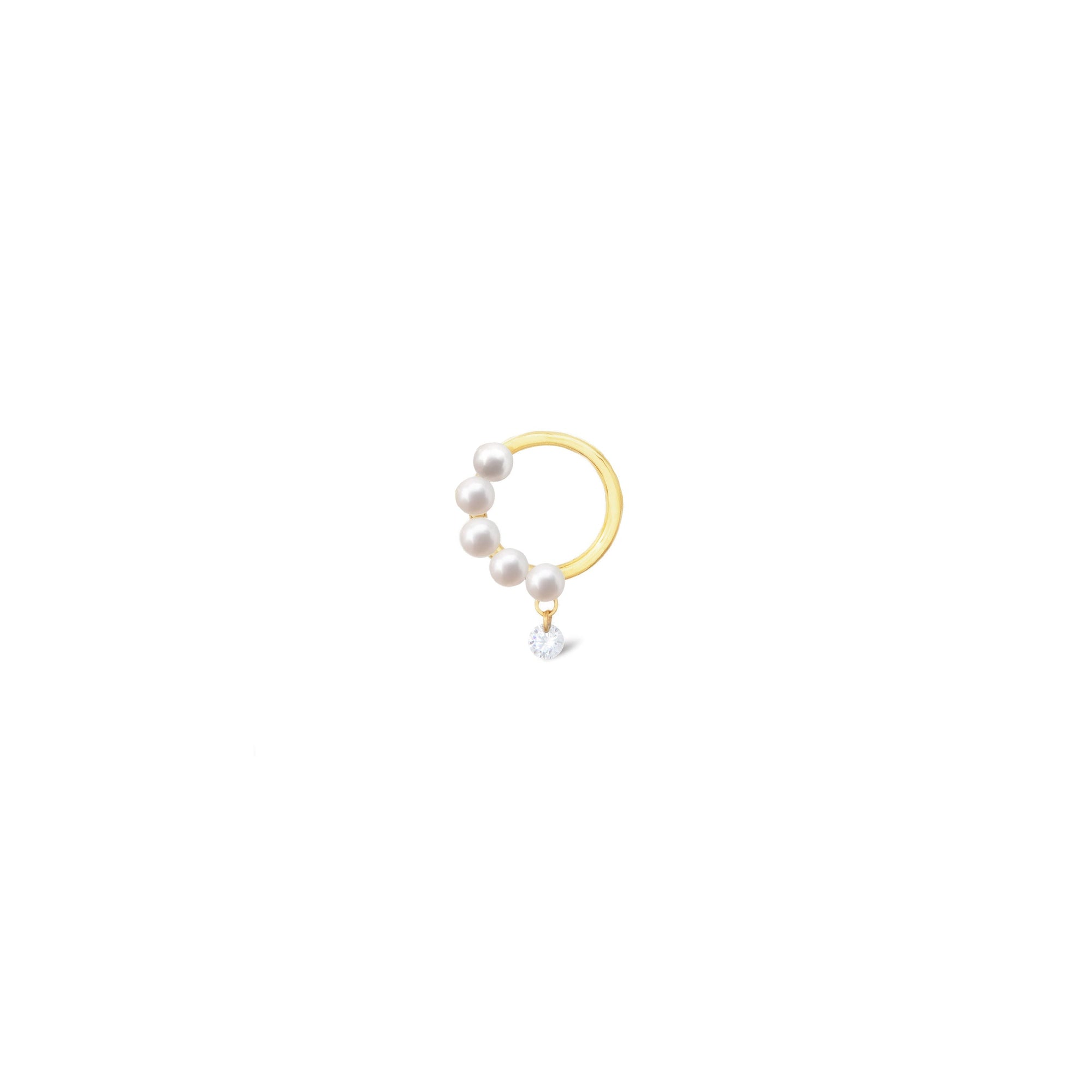 Puce Aphrodite cercle orné de perles & sertie d'un diamant - Or Jaune