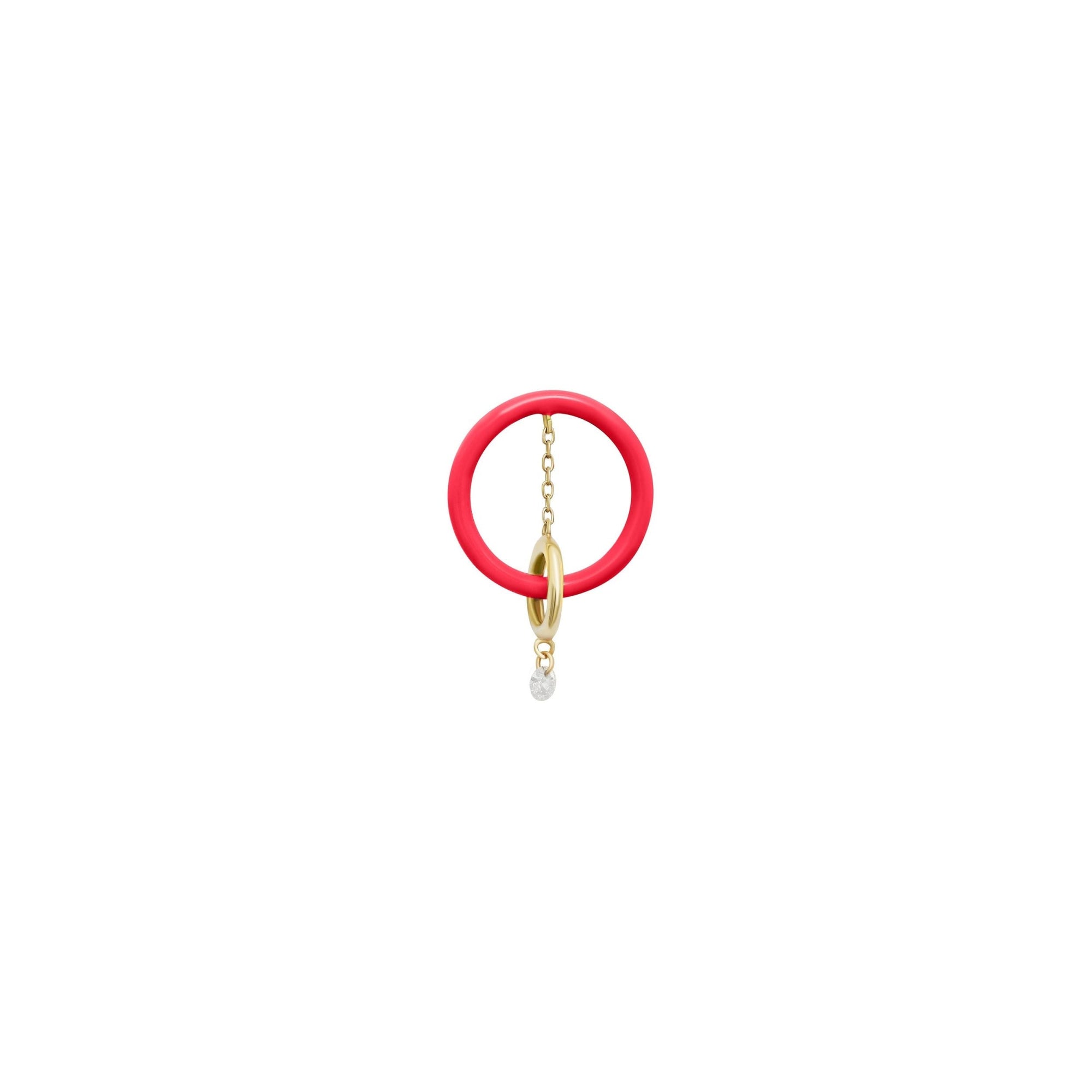 Puce Enamel chaînette sertie d'un diamant - Or Jaune
