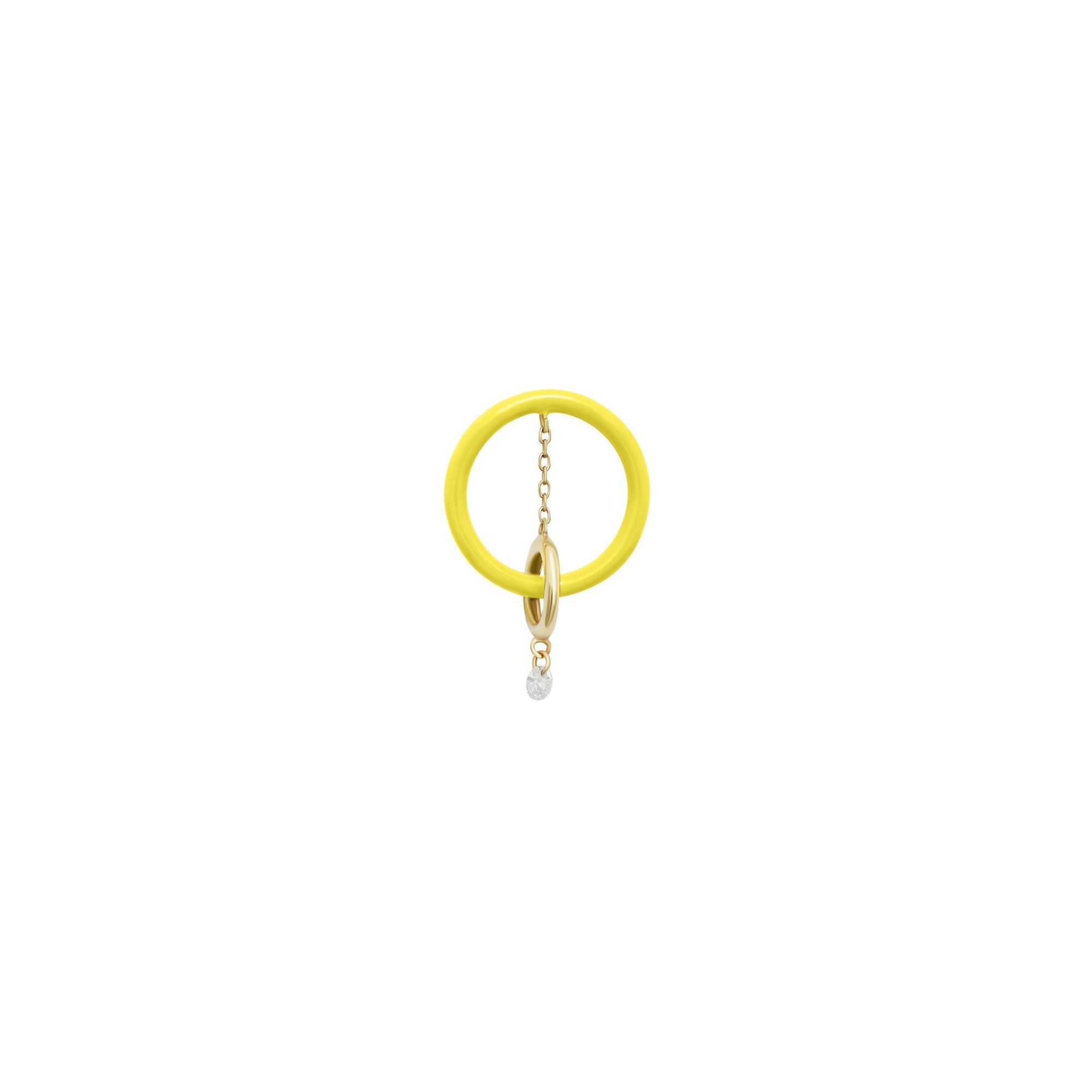 Puce Enamel chaînette sertie d'un diamant - Or Jaune