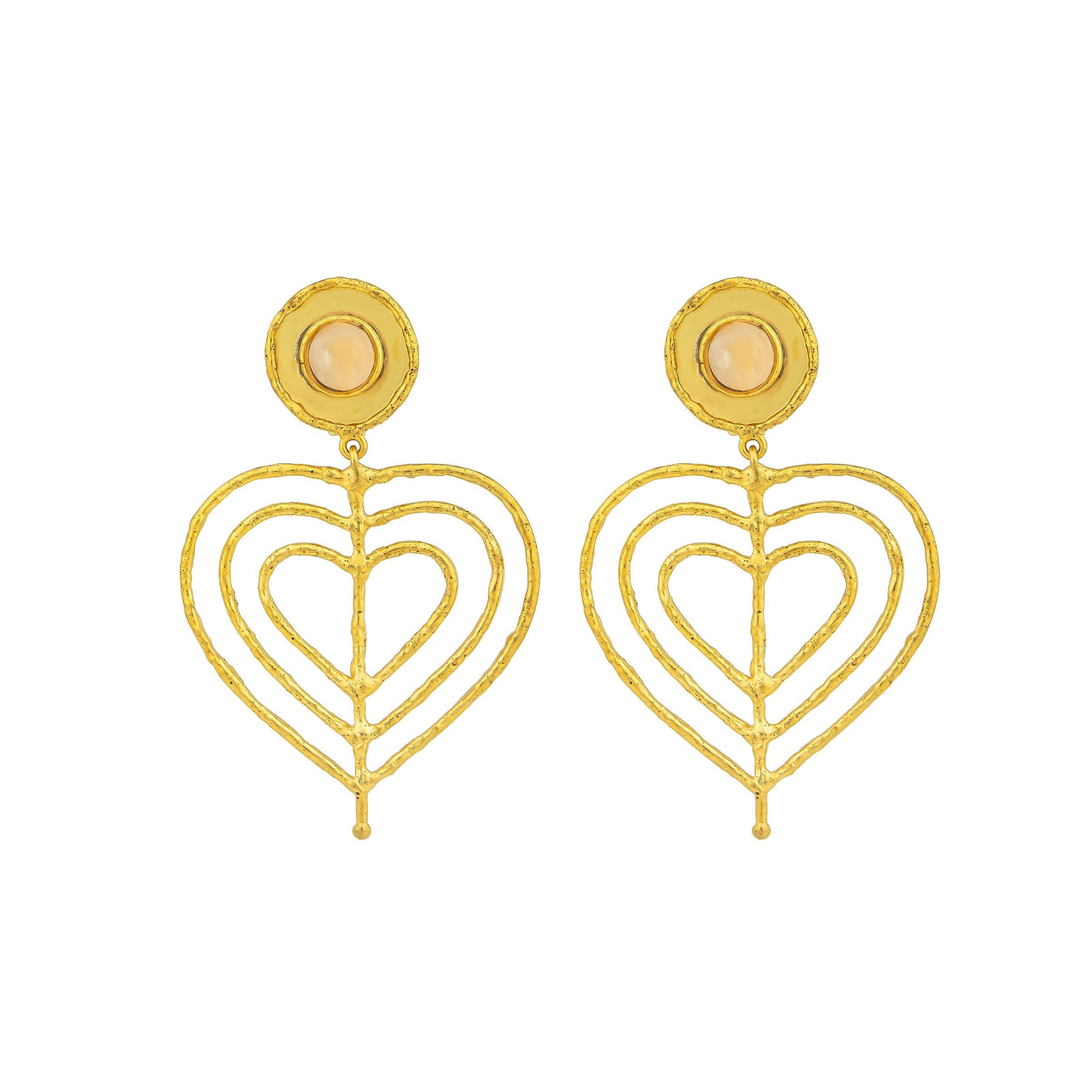 Boucles d'oreilles Valentine dorées à l'or fin et Quartz - Rose