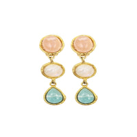 Boucles d'oreilles Cascade dorées à l'or fin et multipierres - Multicolore