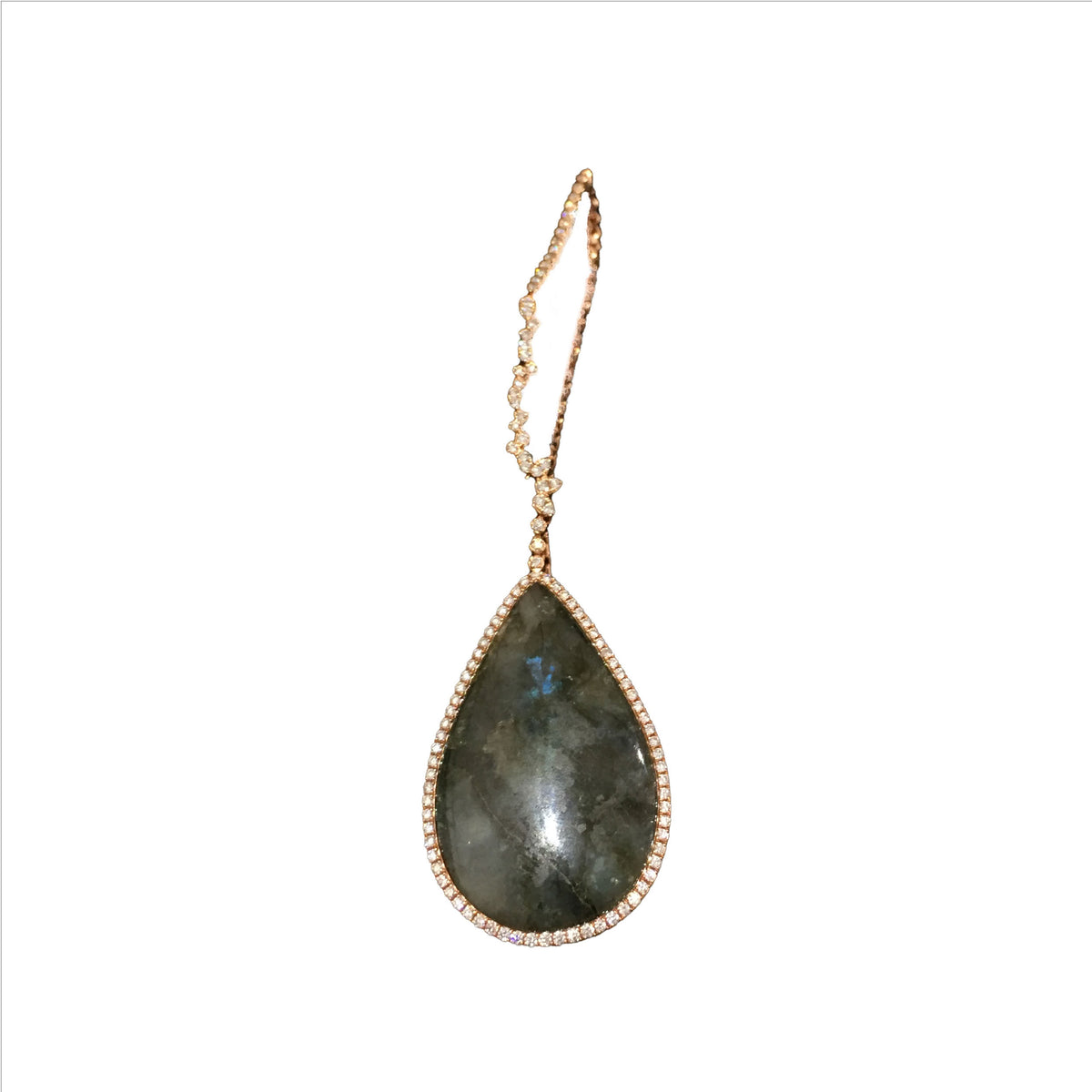 MONO BOUCLE D OREILLE LABRADORITE OR ROSE