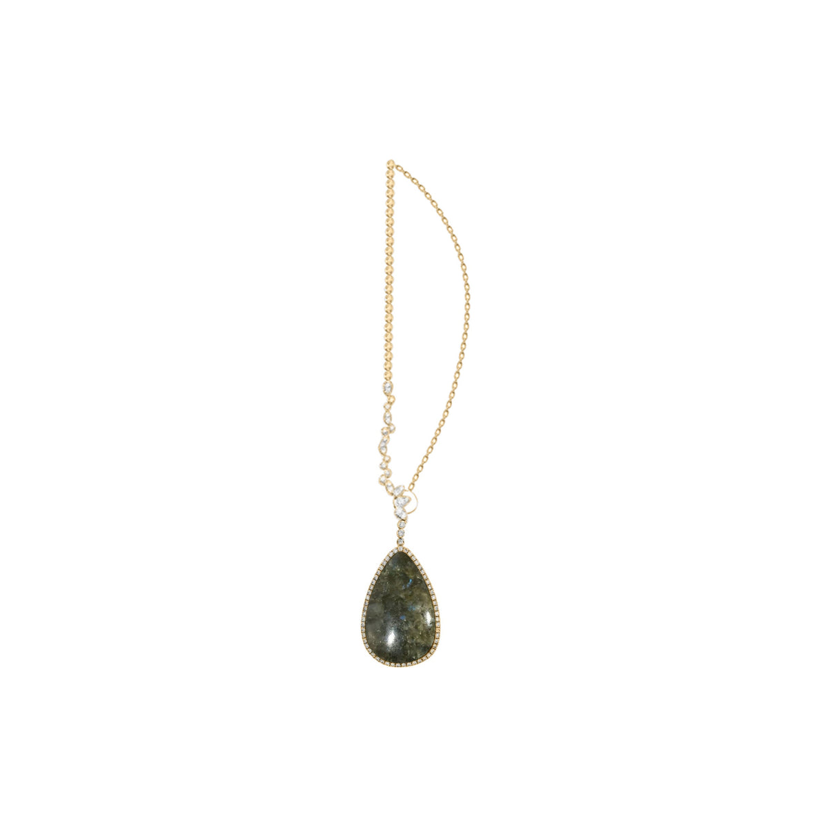 MONO BOUCLE D OREILLE LABRADORITE OR JAUNE