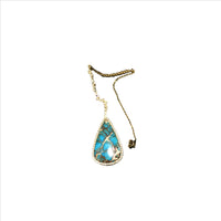 MONO BOUCLE D OREILLE TURQUOISE OR JAUNE