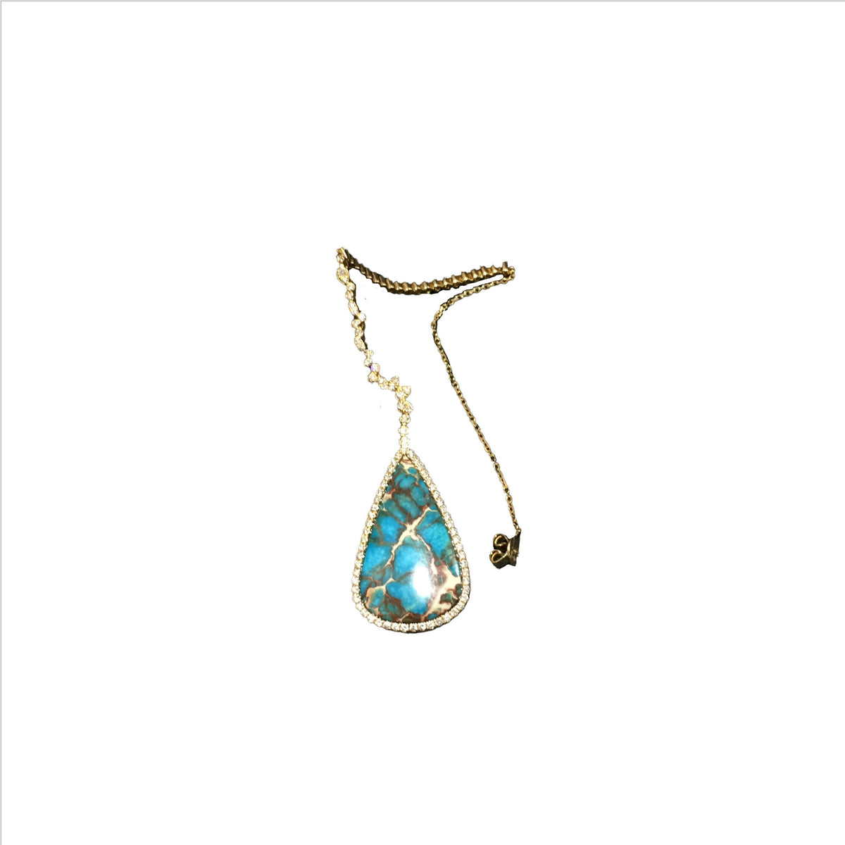 MONO BOUCLE D OREILLE TURQUOISE OR JAUNE