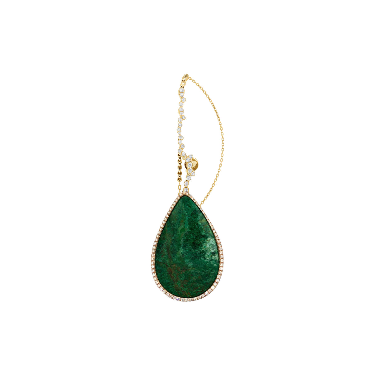 Mono boucle gauche en Or jaune 18K sertie de diamants & Turquoise - Jaune