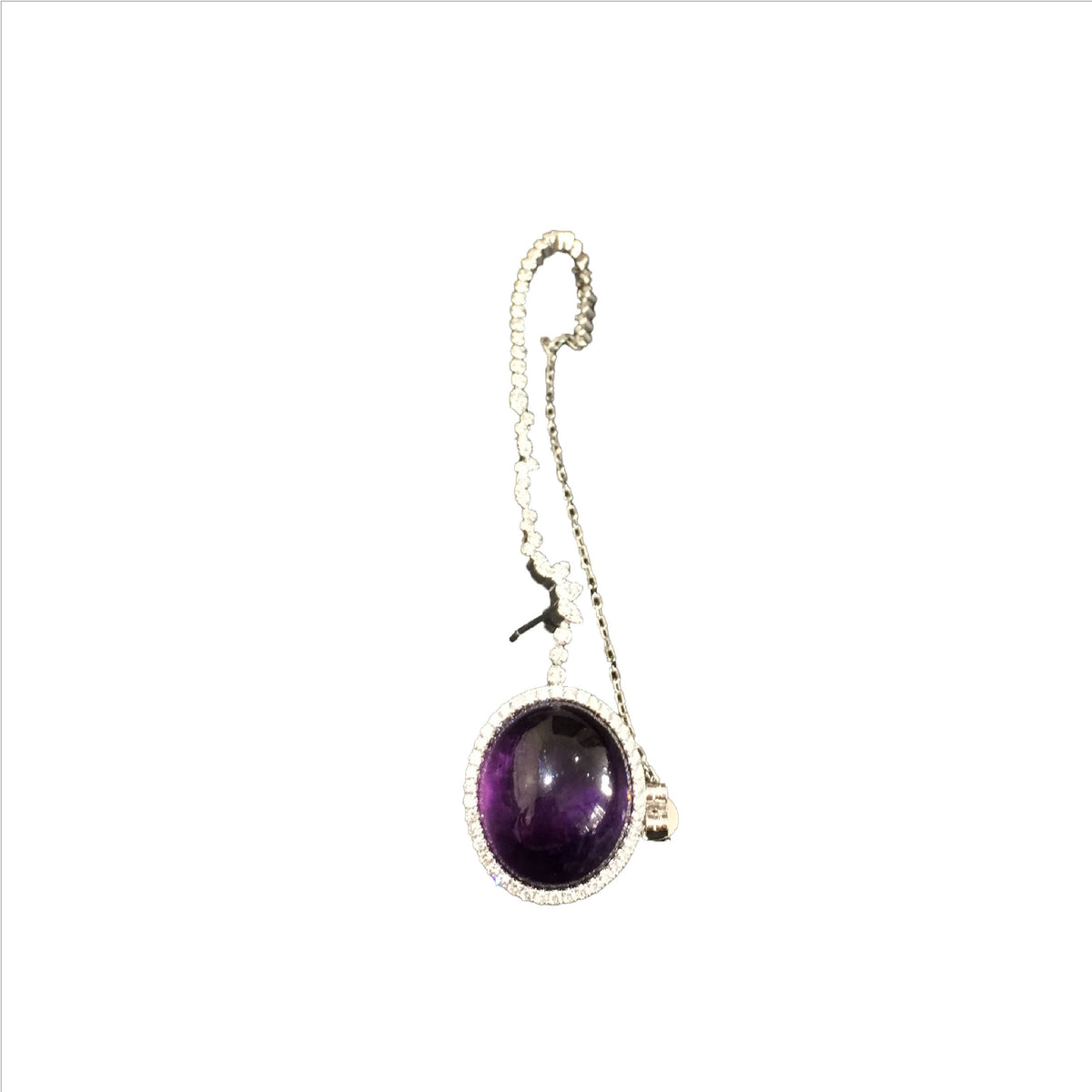 MONO BOUCLE D OREILLE AMETHYSTE OR BLANC