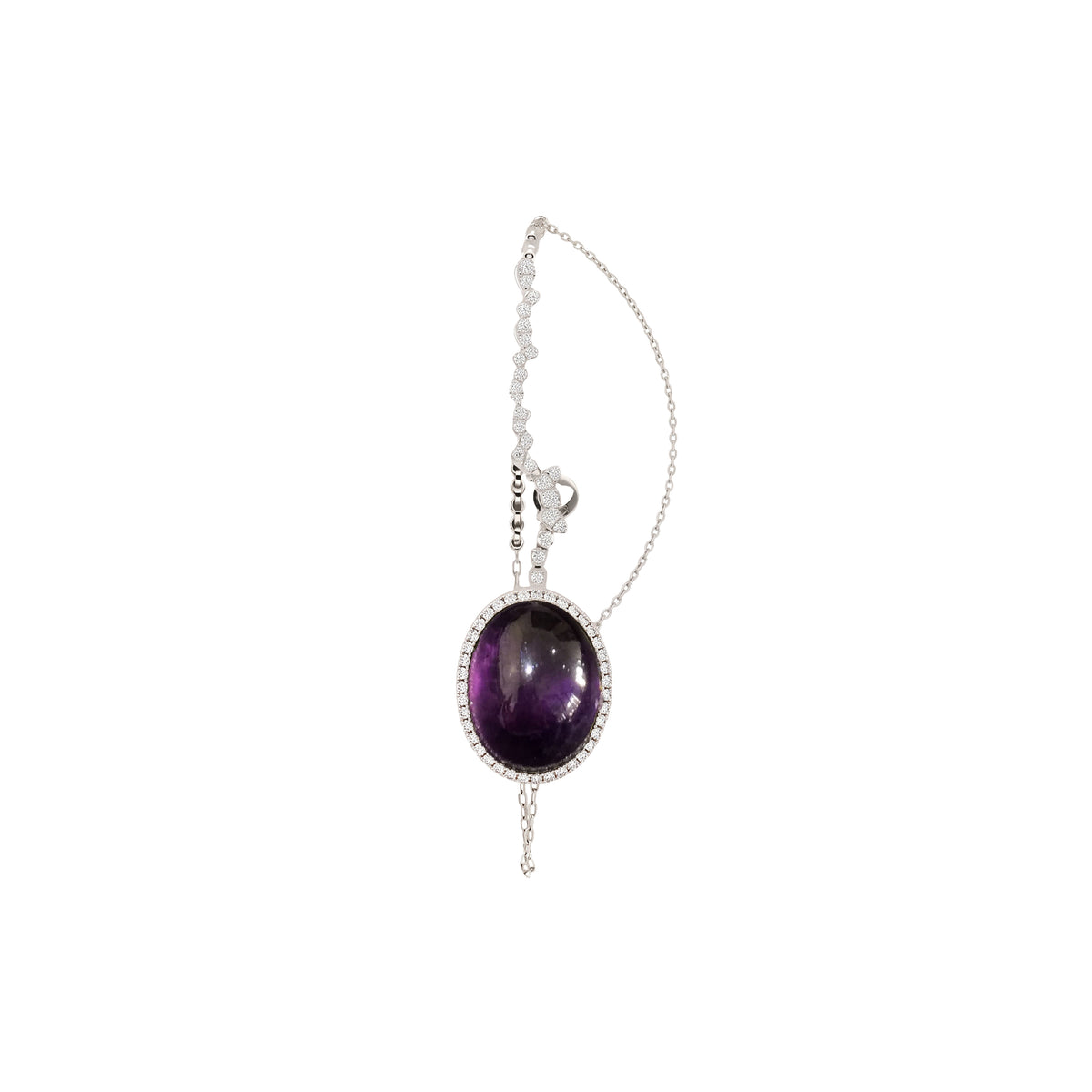 PrixTroca:1820€_VentesTroca:0_QtyTroca:1_ST:0%_Mono boucle gauche Amethyste en Or blanc 18K sertie de diamants - Blanc