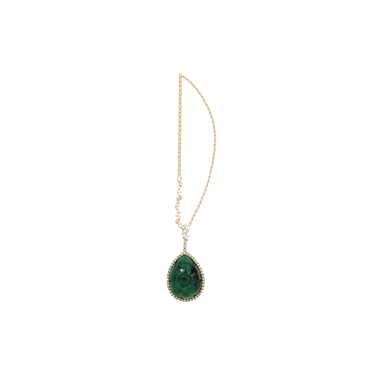 PrixTroca:1225€_VentesTroca:0_QtyTroca:1_ST:0%_Mono boucle gauche Emeraude en Or jaune 18K sertie de diamants - Jaune