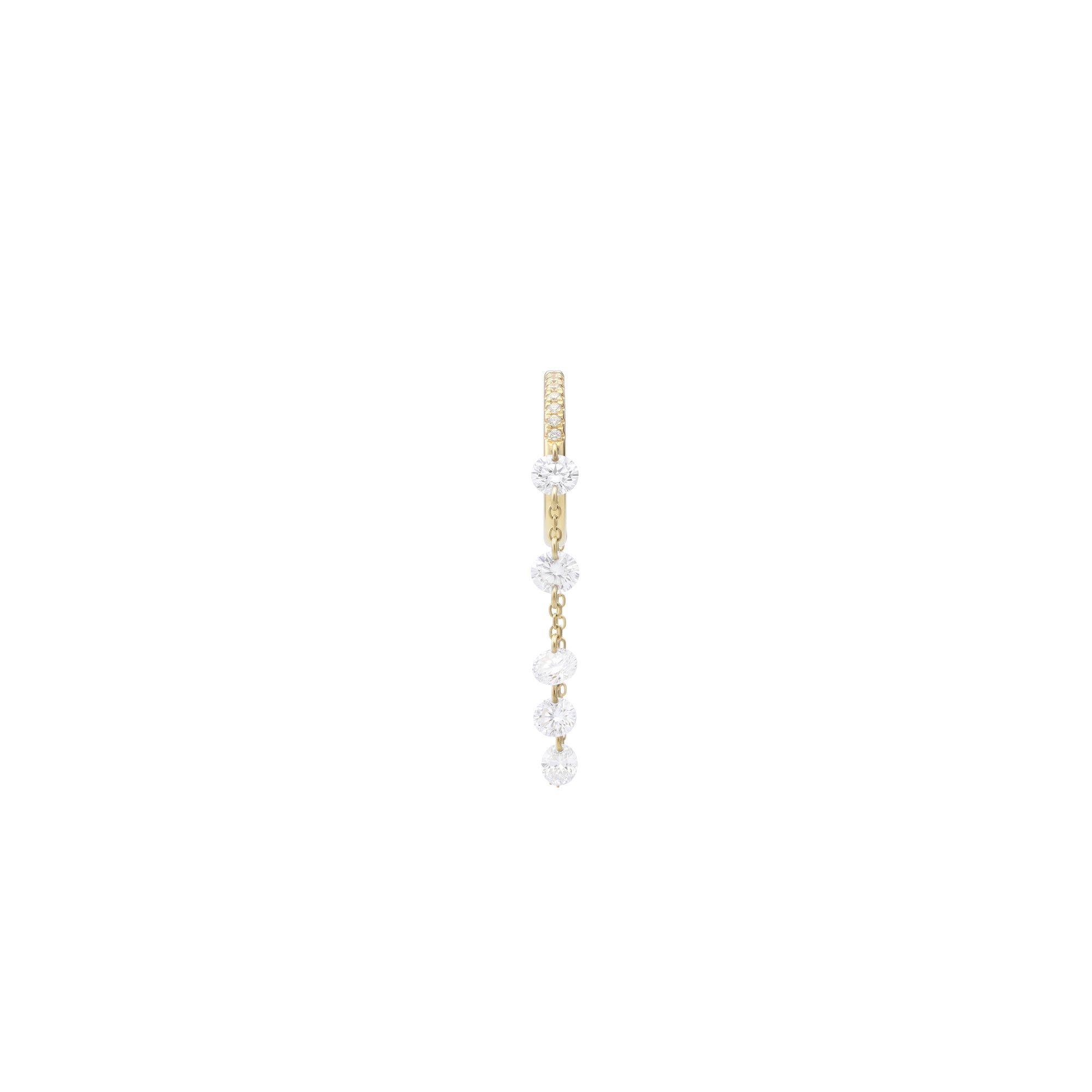 Mono boucle Danaé créole chaînette sertie de diamants - Or Jaune