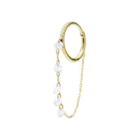 Mono boucle Danaé créole chaînette sertie de diamants - Or Jaune