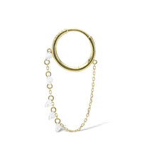 Mono boucle Danaé créole chaînette sertie de diamants - Or Jaune
