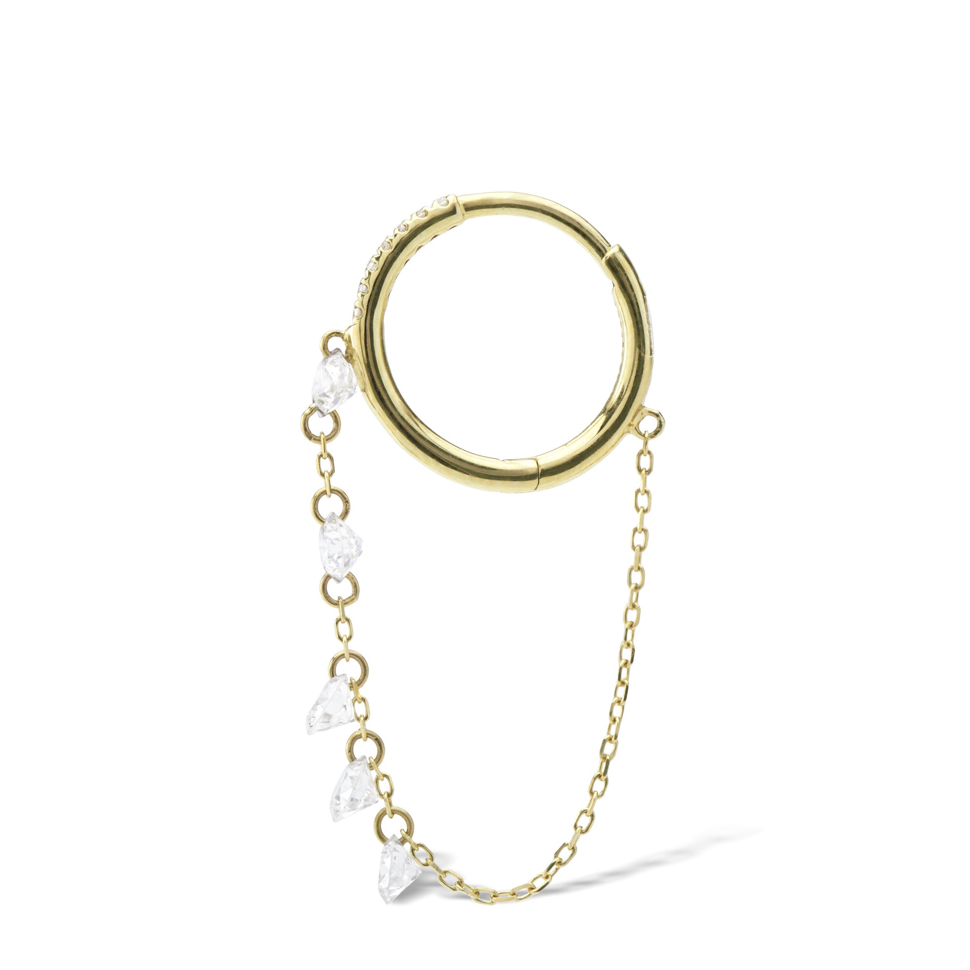 Mono boucle Danaé créole chaînette sertie de diamants - Or Jaune