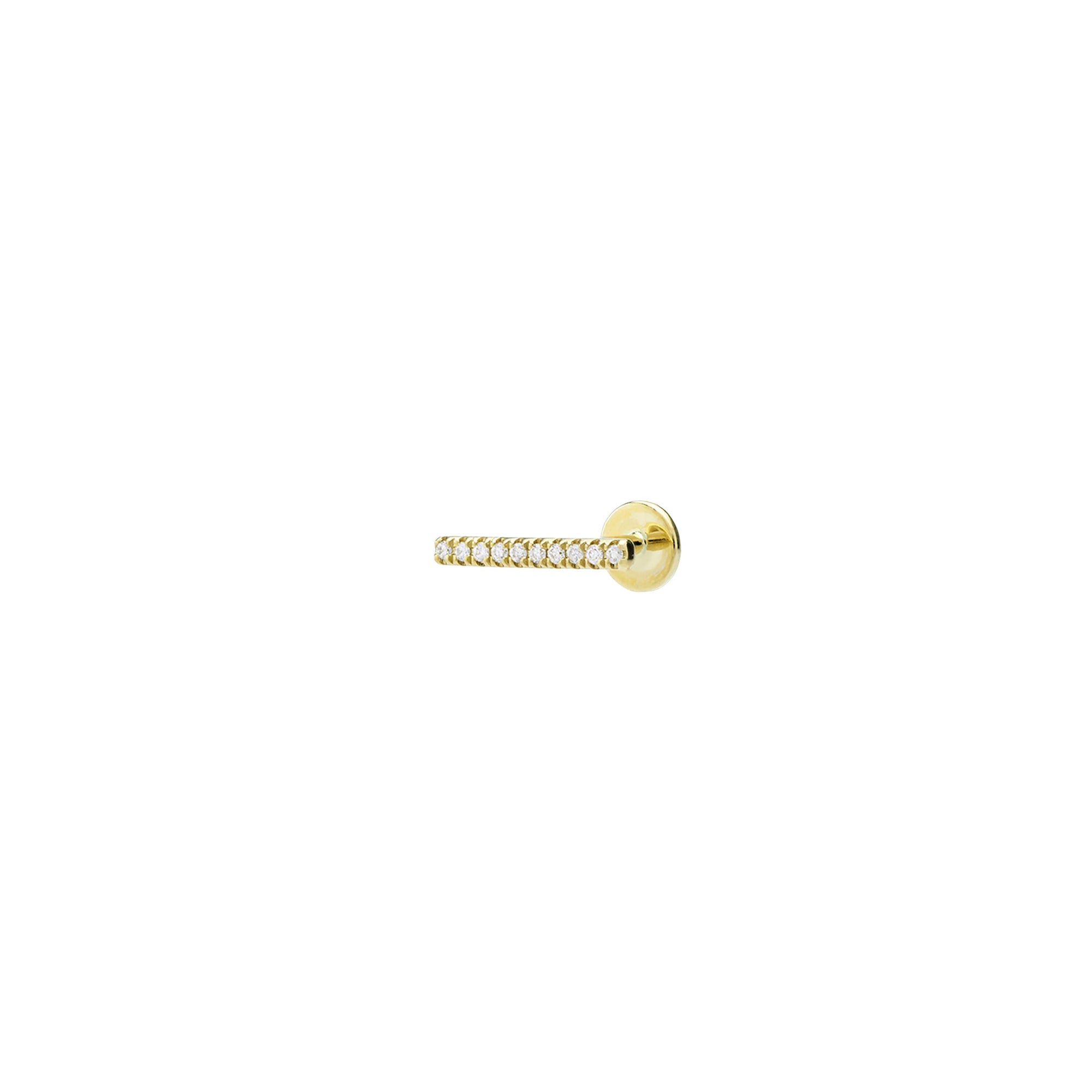 Puce piercing barre pavée de diamants - Or Jaune