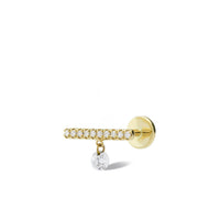 1qty NEW / Piercing pavage barre 1 diamant, -Jaune