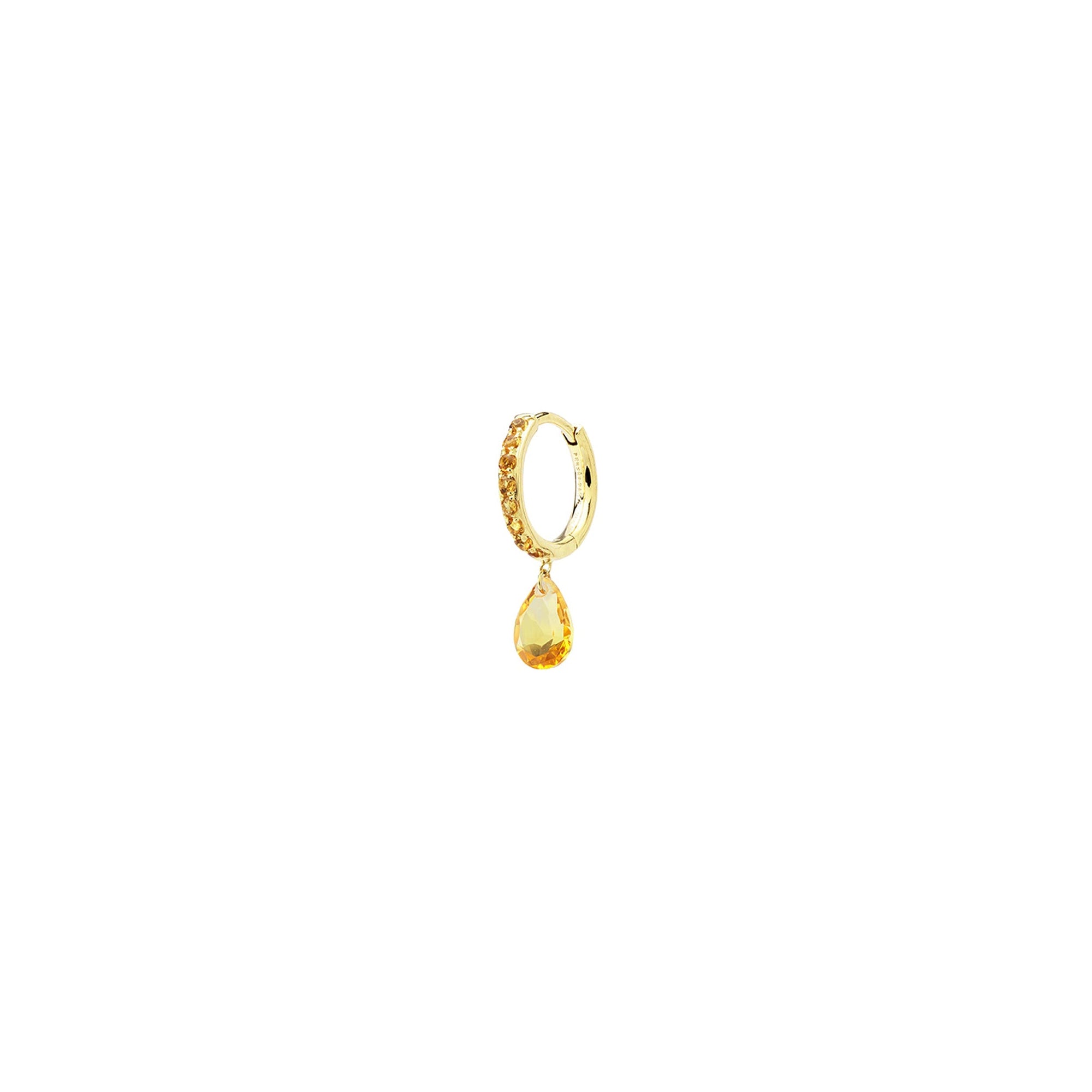 Mono boucle Chakras cercle pavé d'une citrine - Or Jaune