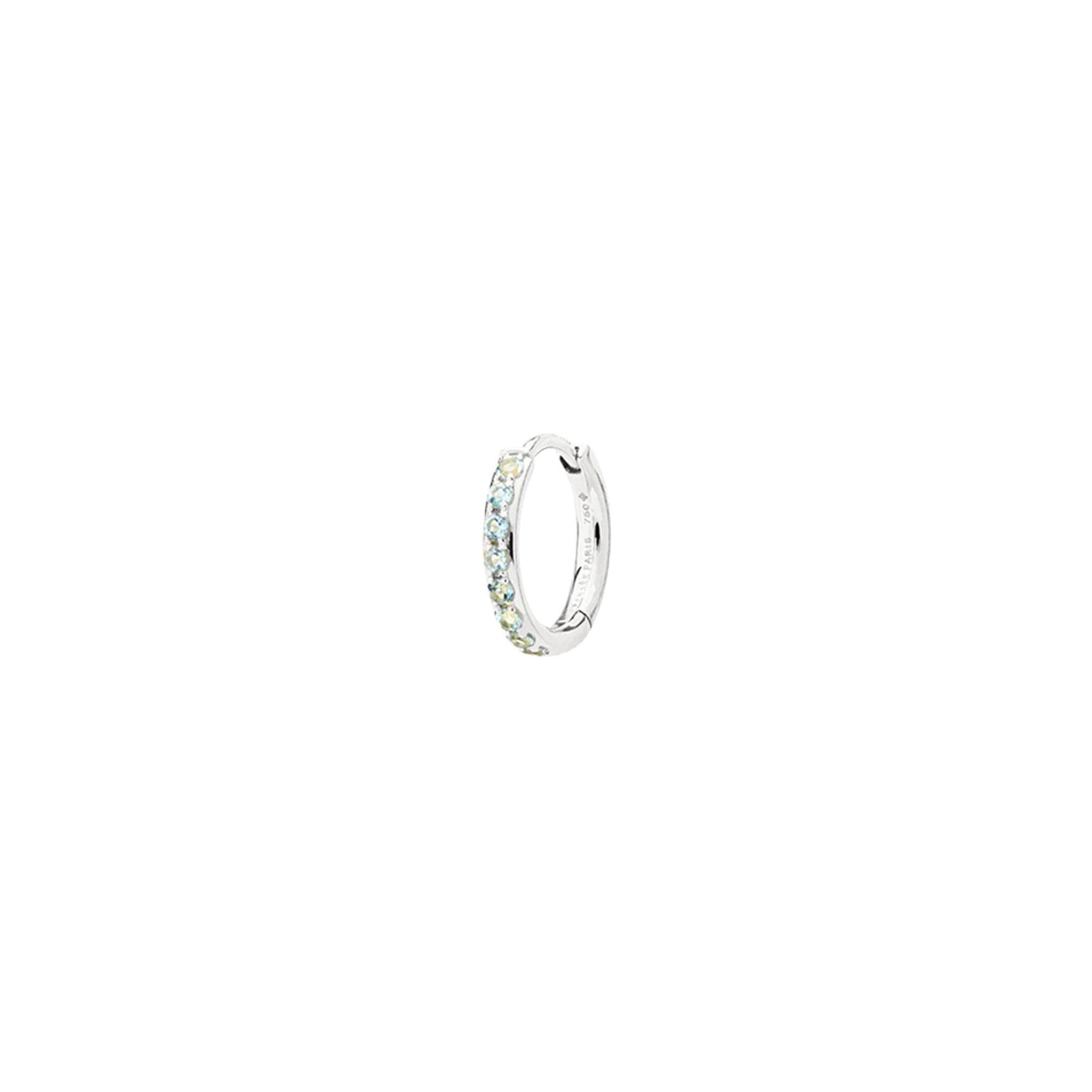 Mono boucle Chakras cercle pavé d'une citrine mandarine - Or Blanc