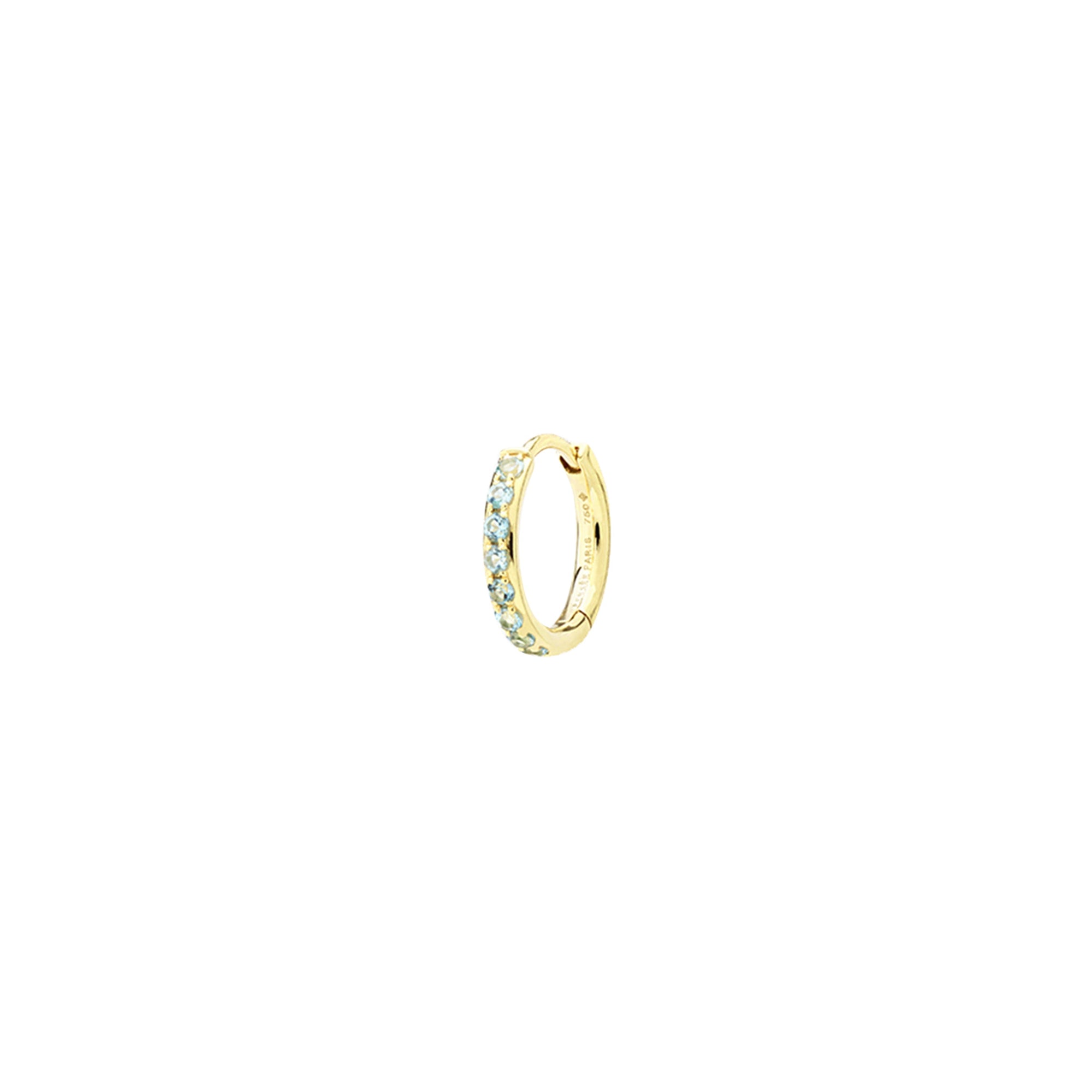 Mono boucle Chakras cercle pavé d'une citrine mandarine - Or Jaune