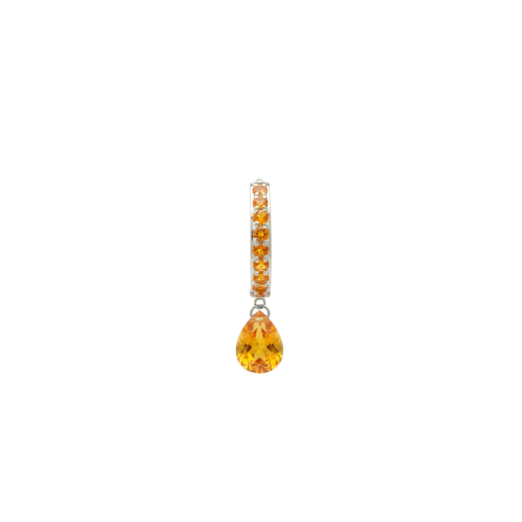 Mono boucle Chakras cercle sertie de citrines mandarine - Or Blanc