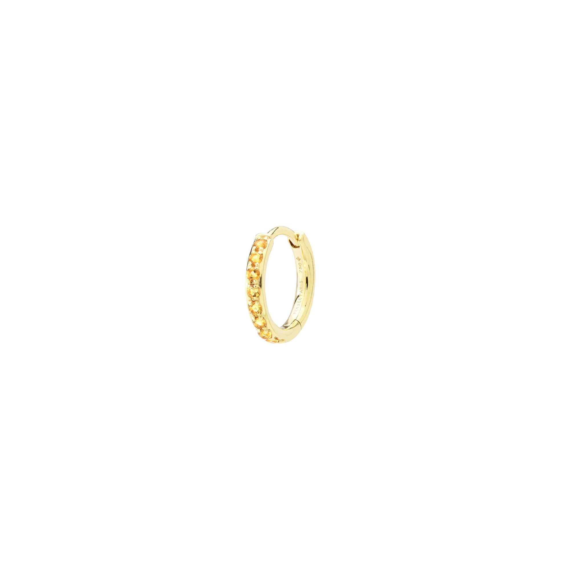 Mono boucle Chakras cercle pavé de citrines - Or Jaune