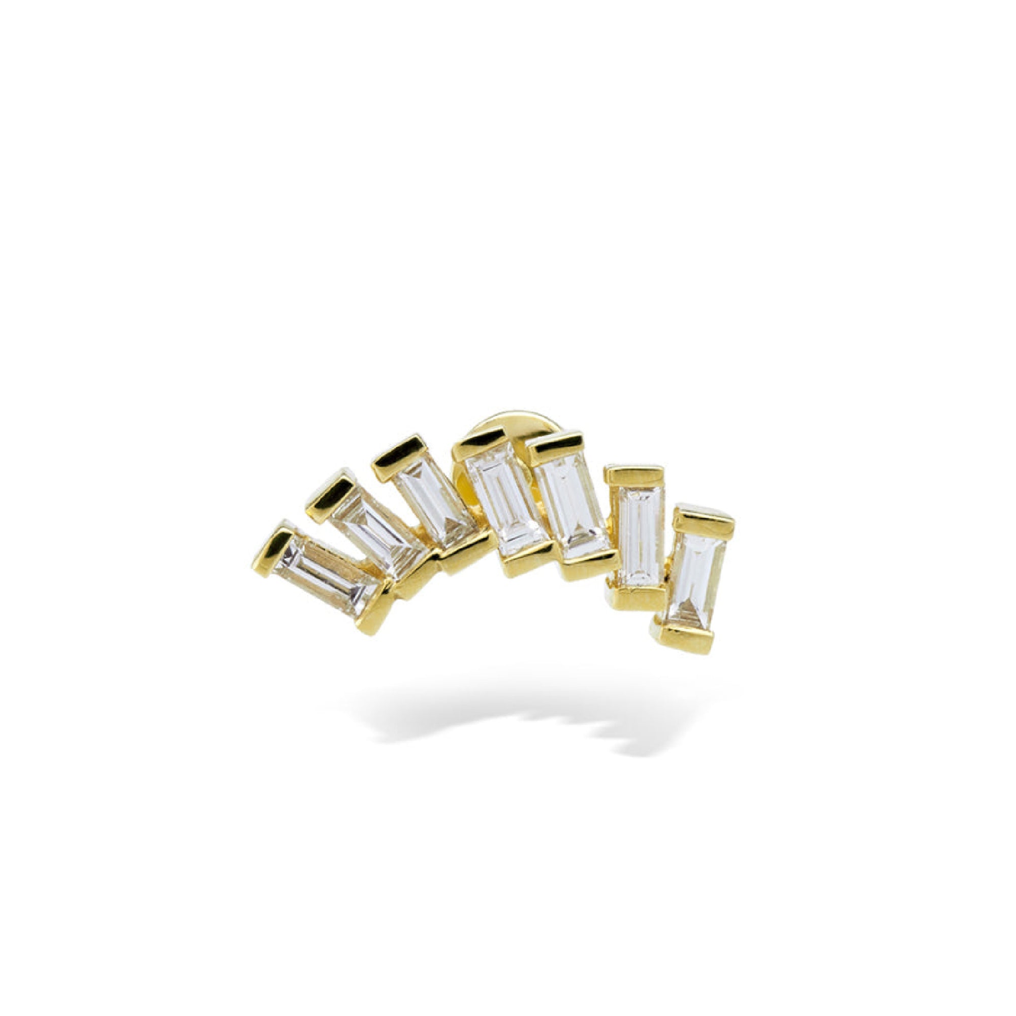 1qty NEW / Piercing avec 7 diamants taille baguette-Jaune