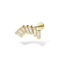 1qty NEW / Piercing avec 7 diamants taille baguette-Jaune