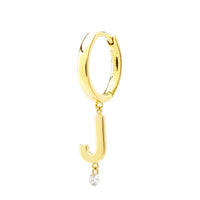 Mono boucle Alphabet Lettre J sertie d'un diamant - Or Jaune