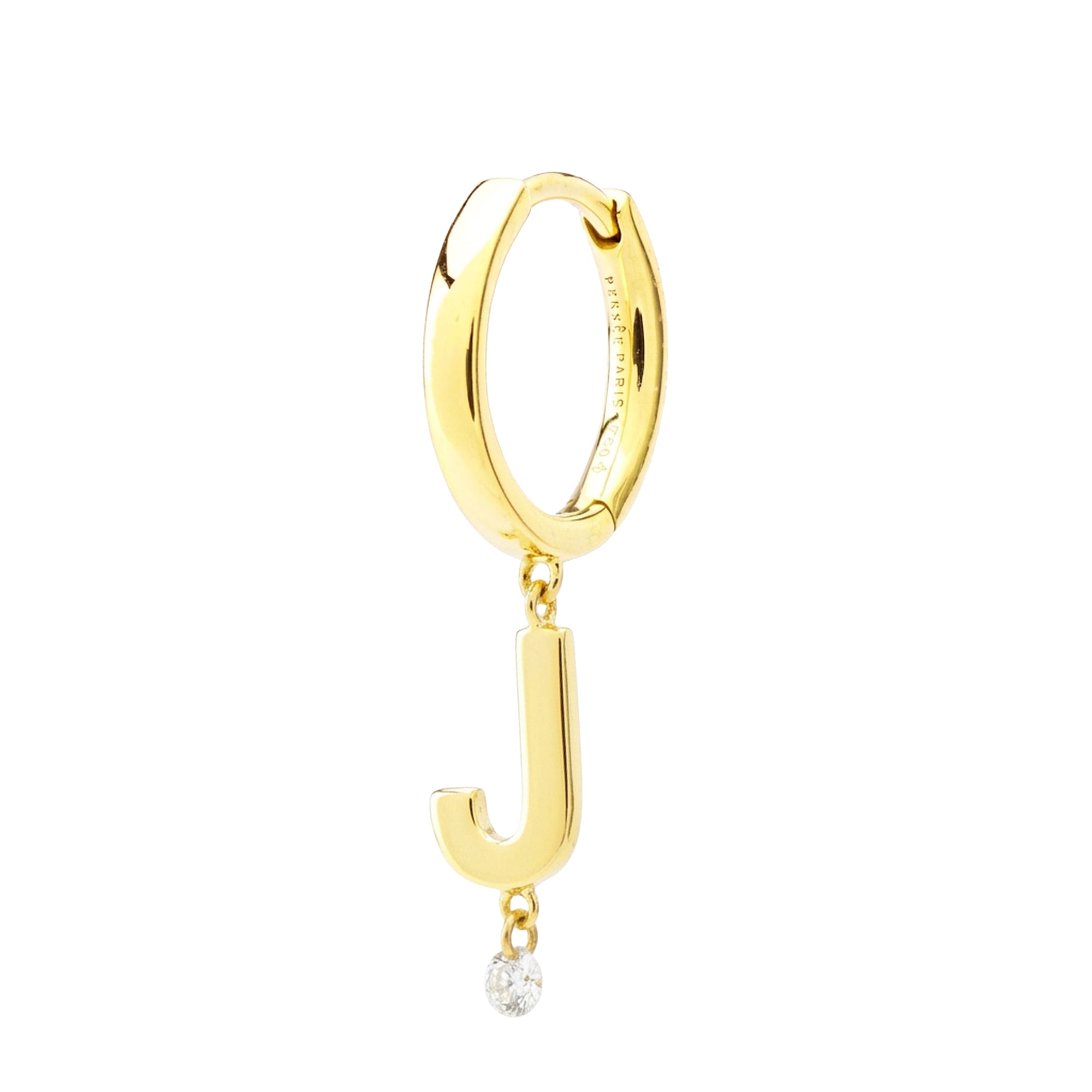 Mono boucle Alphabet Lettre J sertie d'un diamant - Or Jaune