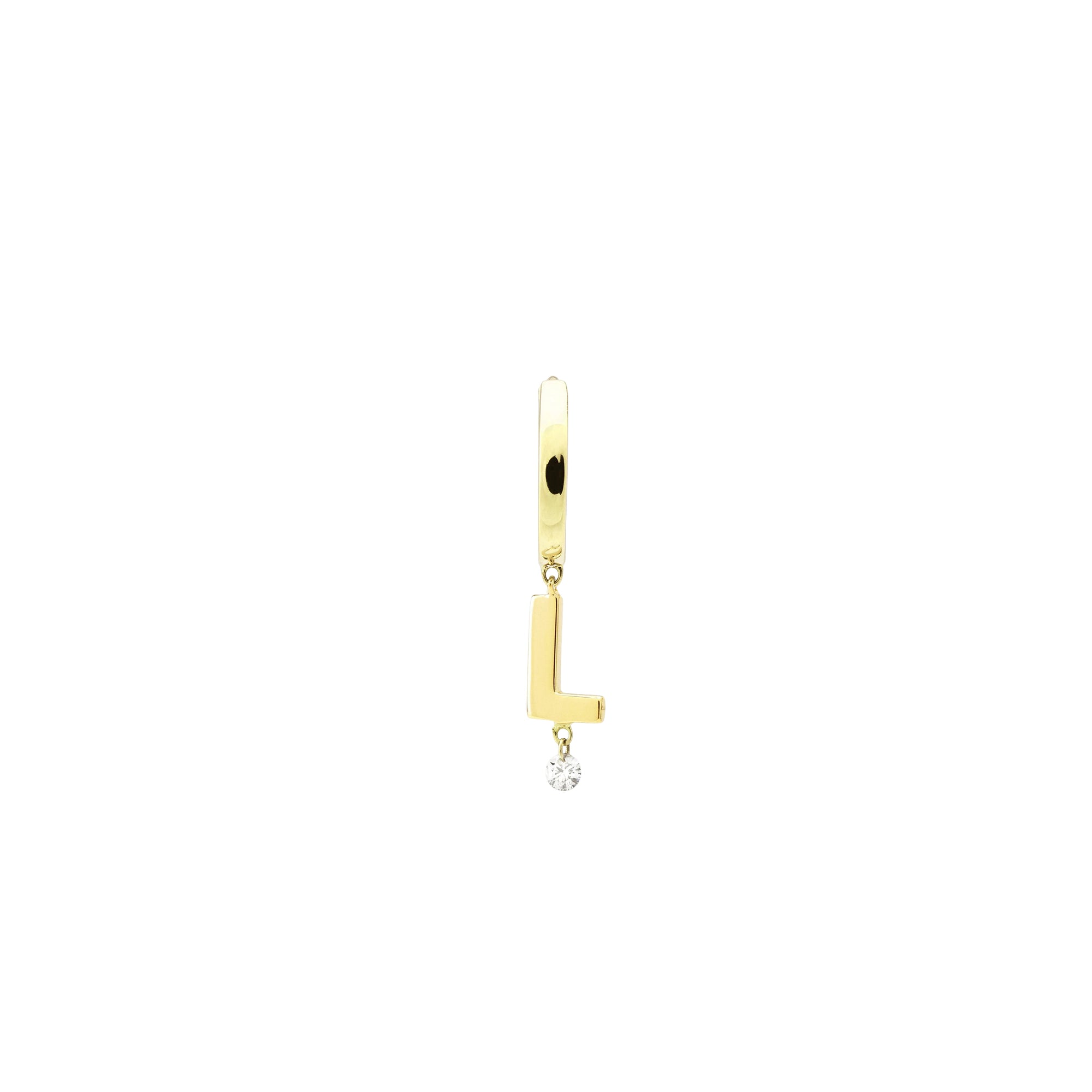 Mono boucle Alphabet Lettre L sertie d'un diamant - Or Jaune