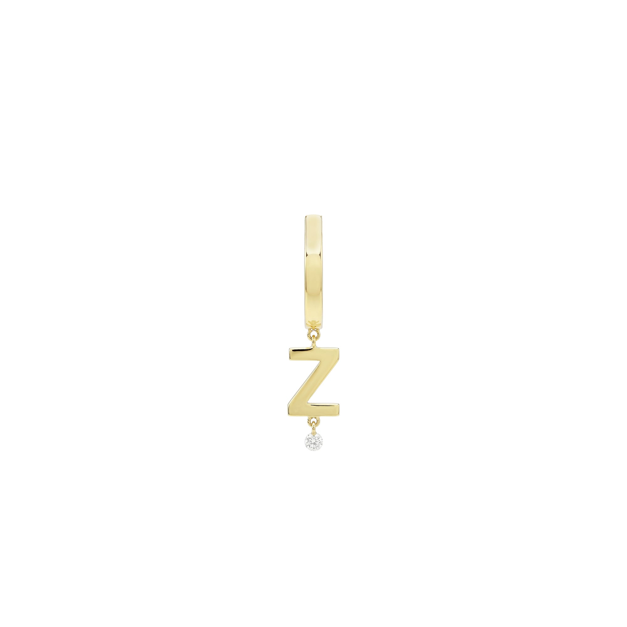 Mono boucle Alphabet Lettre Z sertie d'un diamant - Or Jaune