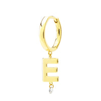 Mono boucle Alphabet Lettre E sertie d'un diamant - Or Jaune