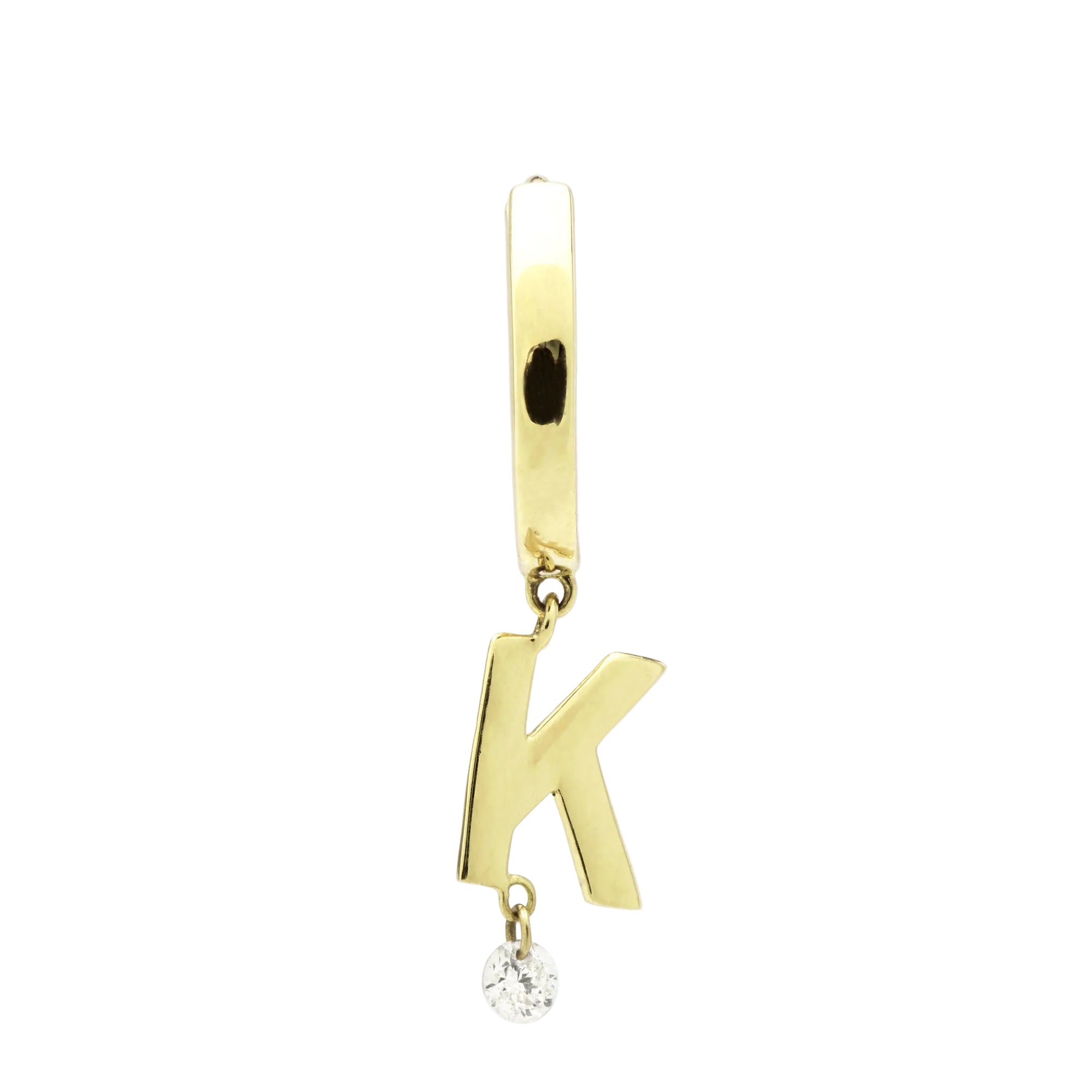 Mono boucle Alphabet Lettre K sertie d'un diamant - Or Jaune
