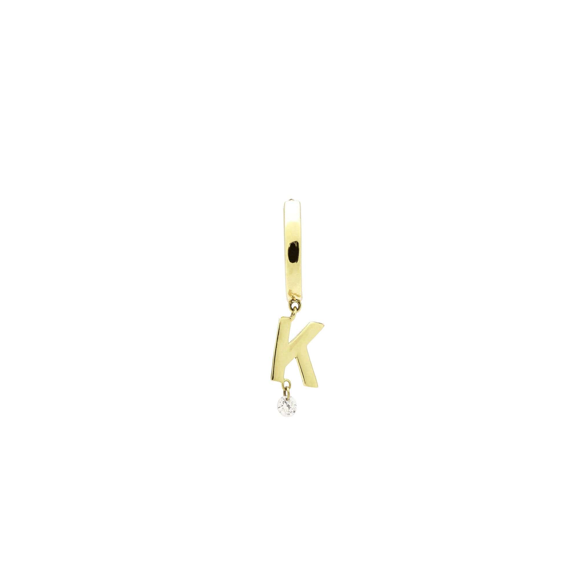 Mono boucle Alphabet Lettre K sertie d'un diamant - Or Jaune