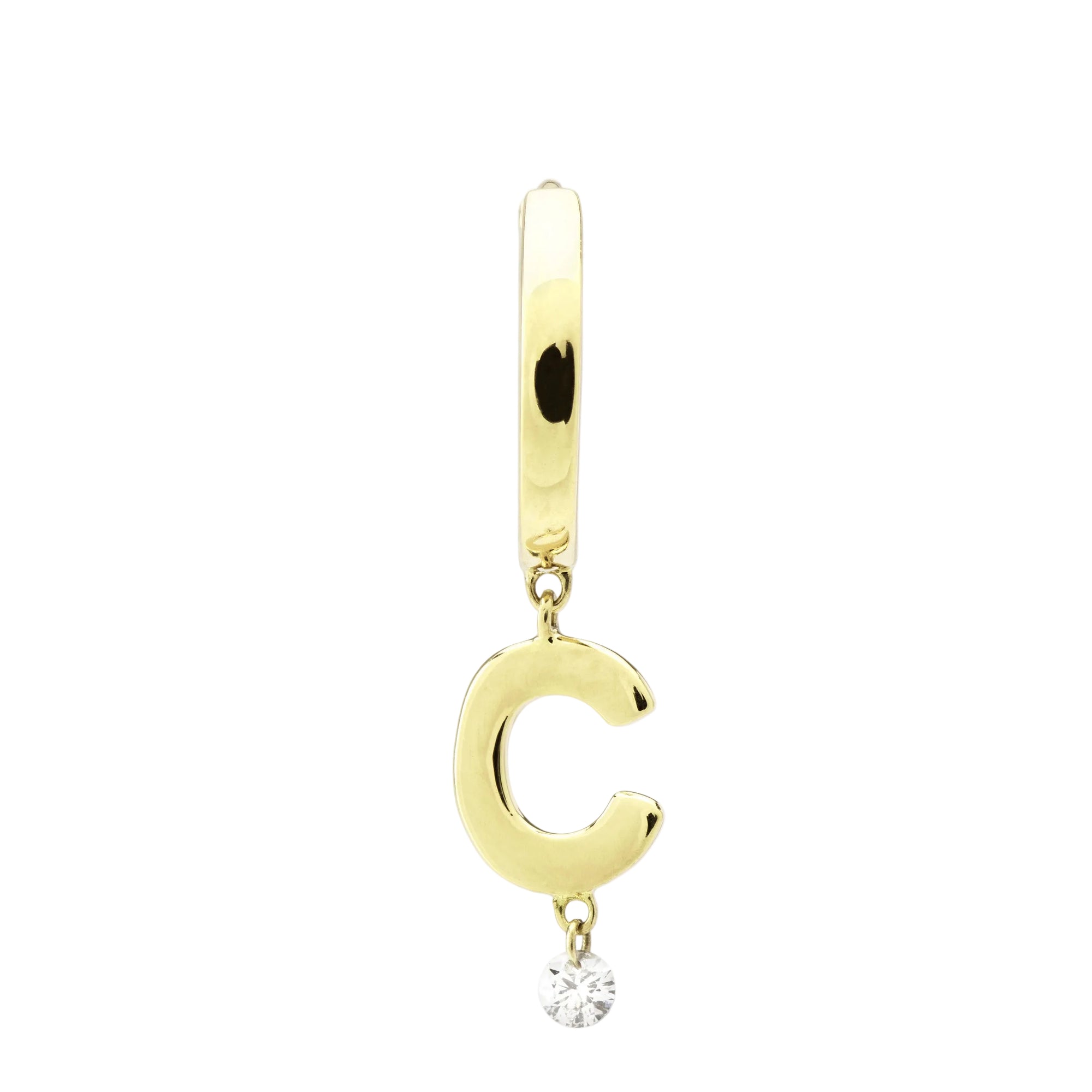 Mono boucle Alphabet Lettre C sertie d'un diamant - Or Jaune
