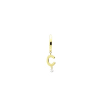 Mono boucle Alphabet Lettre C sertie d'un diamant - Or Jaune