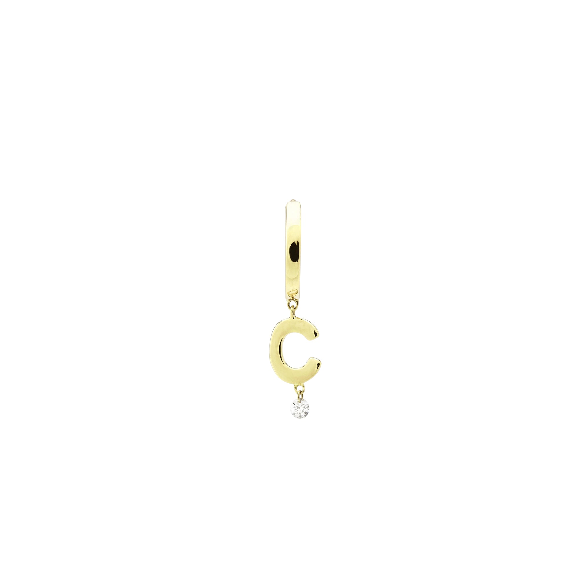 Mono boucle Alphabet Lettre C sertie d'un diamant - Or Jaune