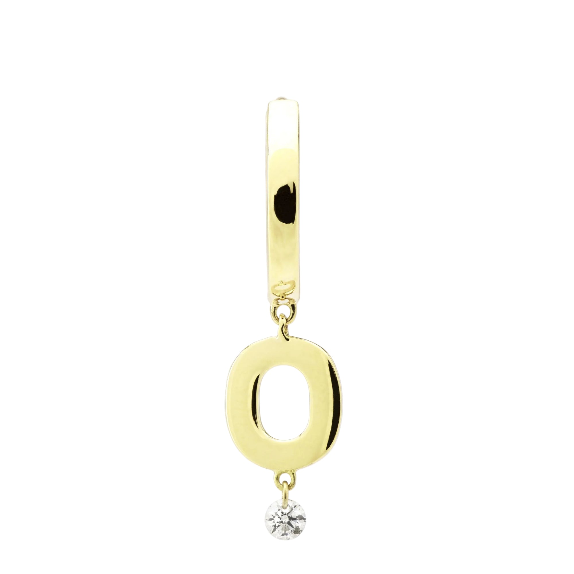 Mono boucle Alphabet Lettre O sertie d'un diamant - Or Jaune